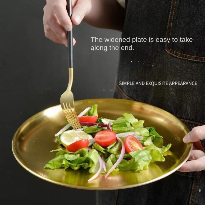 Stainless Steel Plates Set for Snacks Camping BBQ Steak Dishwasher Safe