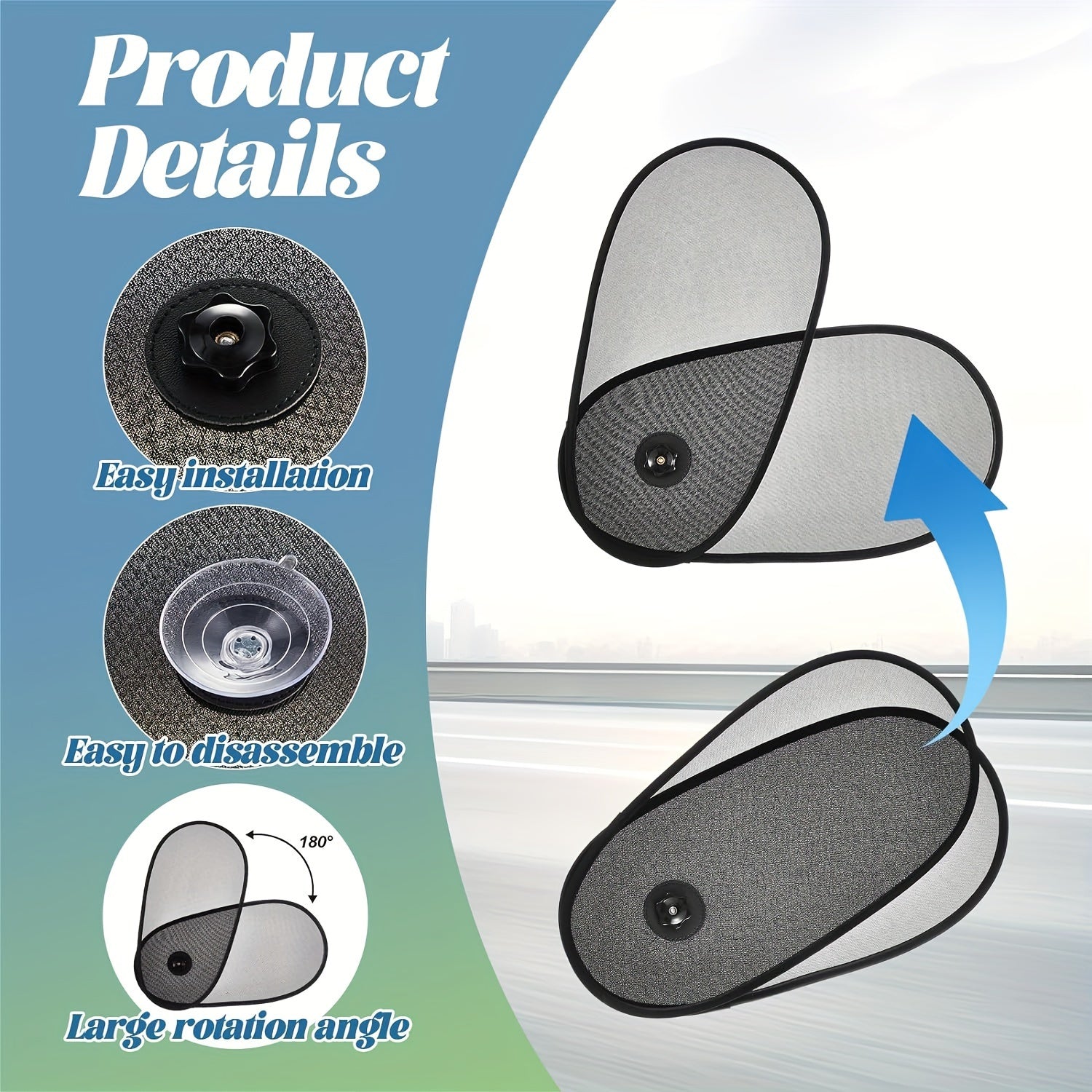 Adjustable Rotatable Car Side Window Sunshade UV Protection Glass Cover