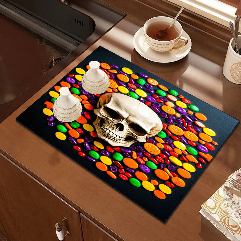 Halloween Decor Set with Washing Machine Coffee Machine and Tableware Drying Mat Non-slip Dust-proof Cover