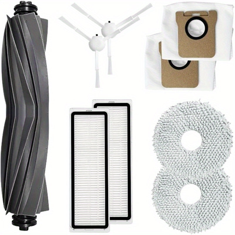 Dreame L10S Ultra/L10S Pro va W10S Pro changyutgichlari uchun aksessuar to'plami, 9 ta qismdan iborat: Asosiy cho'tka, Yon cho'tka, HEPA filtri, Chang sumkalari va Mop padlari.