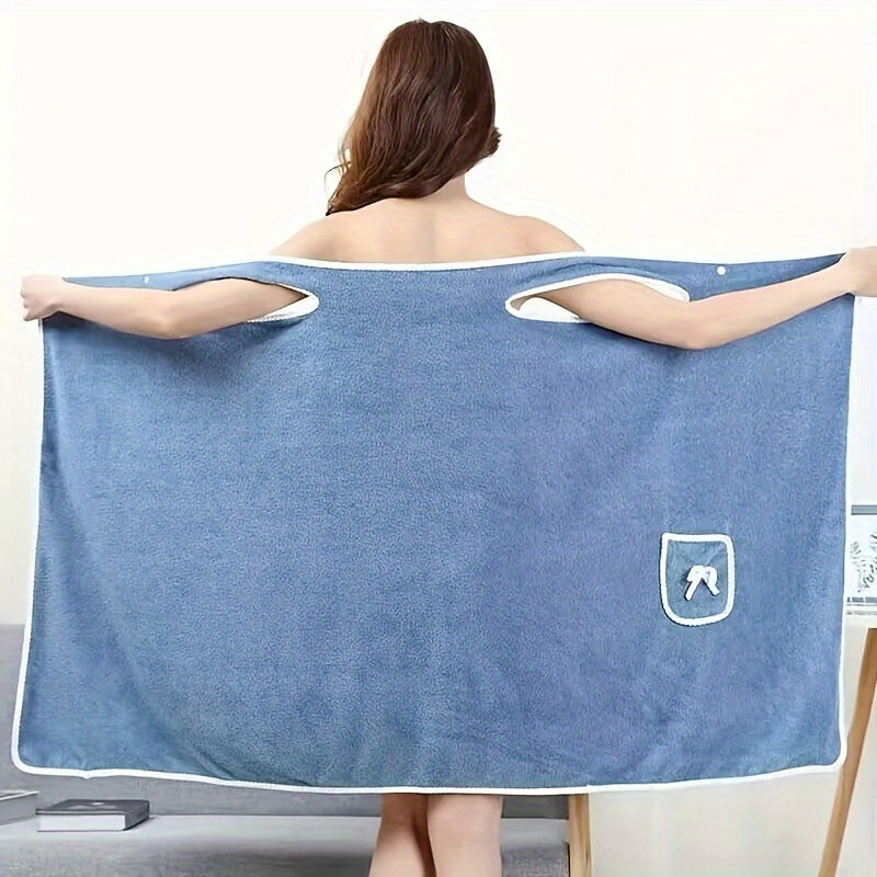 Women’s Plush Bath Wrap with Pocket Ultra-Absorbent Quick-Drying Comfortable Spa Bathroom Towel