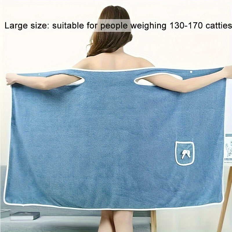 Women’s Plush Bath Wrap with Pocket Ultra-Absorbent Quick-Drying Comfortable Spa Bathroom Towel