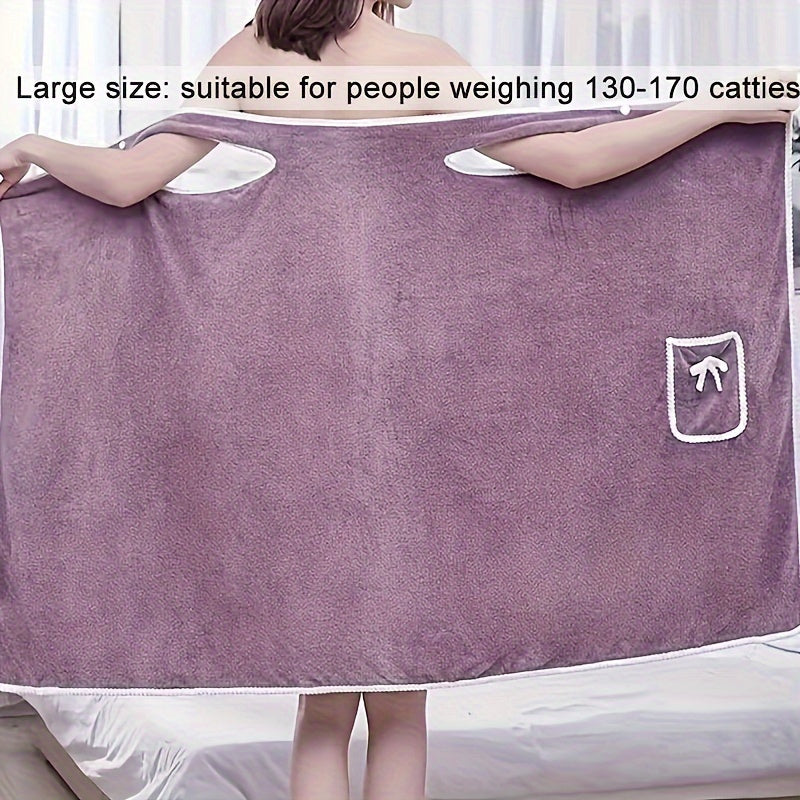 Women’s Plush Bath Wrap with Pocket Ultra-Absorbent Quick-Drying Comfortable Spa Bathroom Towel