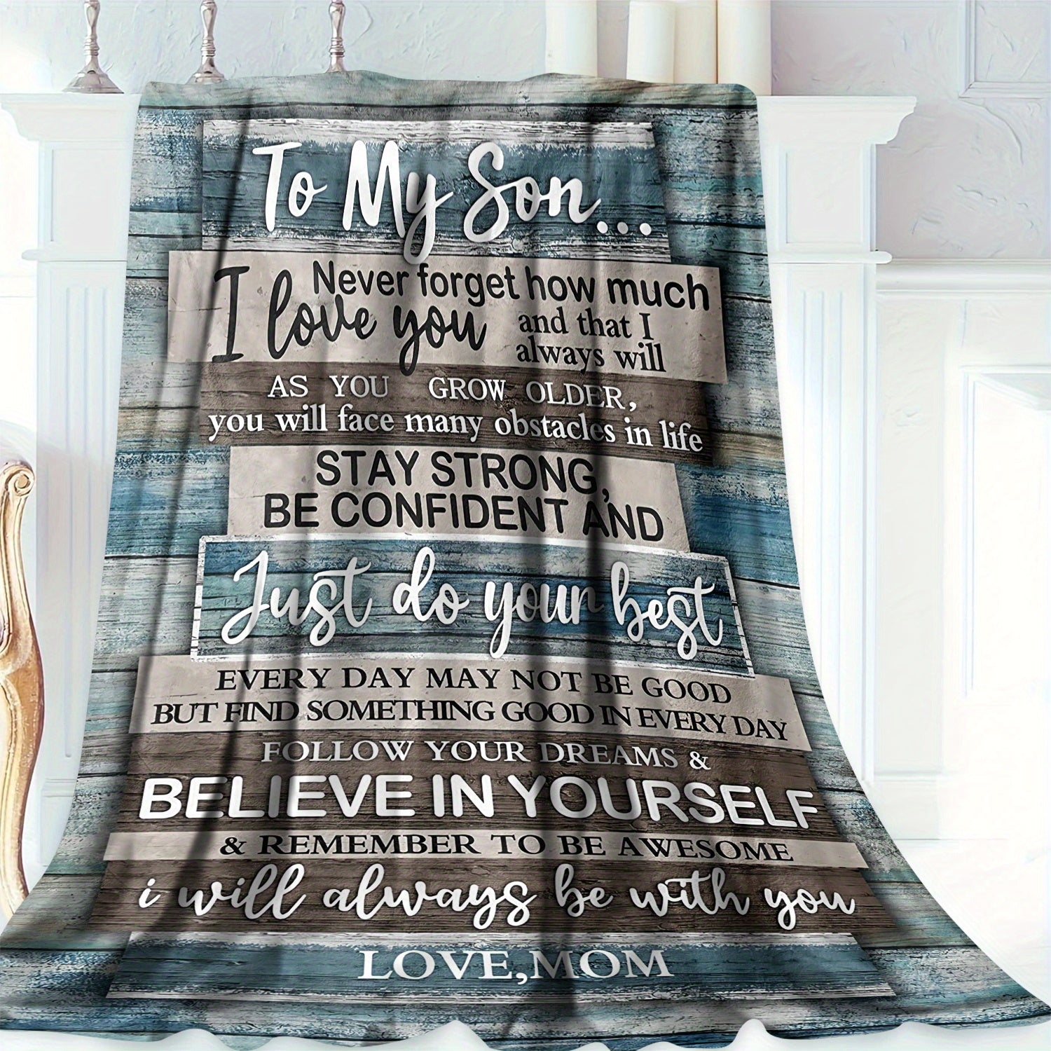 Kids Boy Flannel Throw Blanket with Vintage Quote Soft Digital Print All-Season Gift