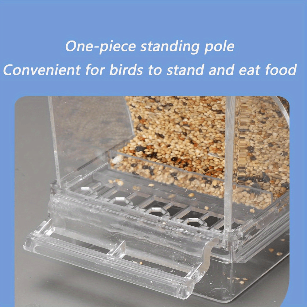 Acrylic Bird Feeder Cage-Mounted Automatic No Battery Parakeet Medium Bird Anti-Splatter