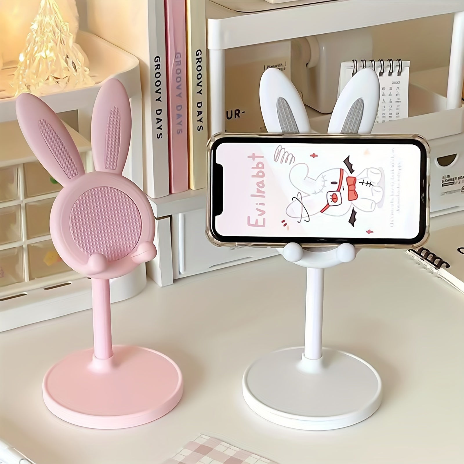 Soporte ajustable para teléfono Bunny para escritorio compatible con todos los dispositivos móviles, regalo bonito para chicas y mujeres