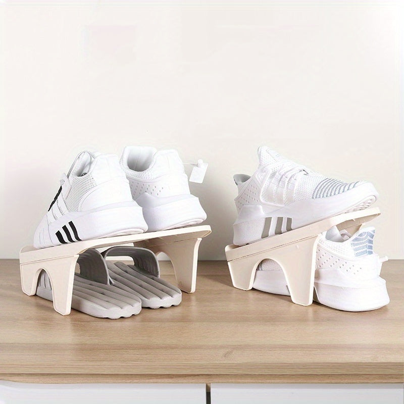 Conjunto de estantes para zapatos de doble capa para espacios pequeños, fácil de instalar, organizador de almacenamiento