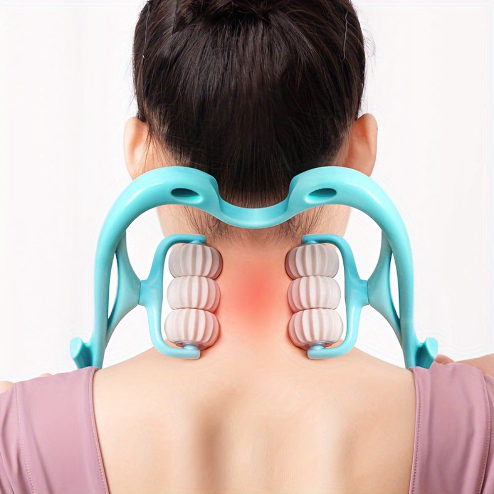 Manual Cervical Massager with Clamp and Six Wheels for Neck Kneading Home Use
