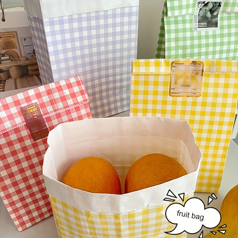 50pcs Kraft Gift Pouches Tartan Checkered Design Jumbo Size 23x15x8cm for Retail Events