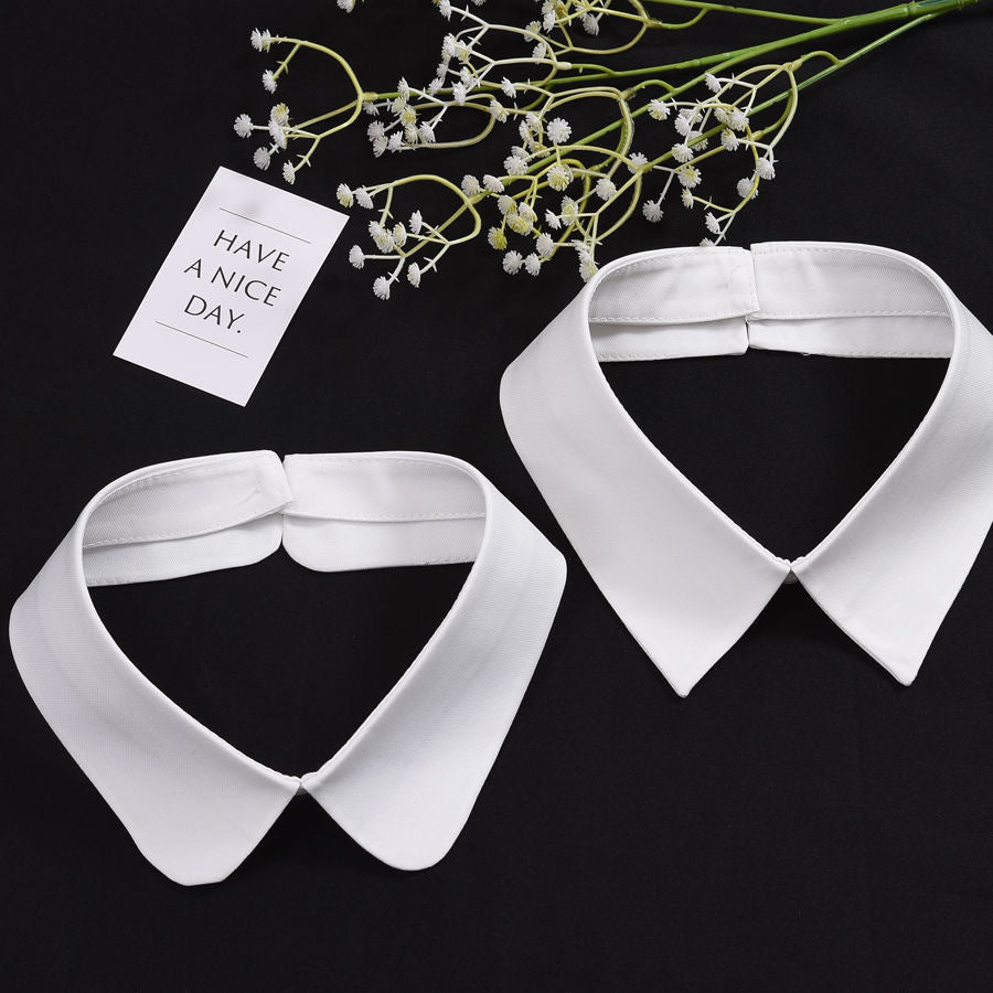 Men's White Collar and Cuff Set Made of High-Quality Nylon for Festive Wear