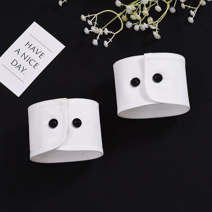 Men's White Collar and Cuff Set Made of High-Quality Nylon for Festive Wear