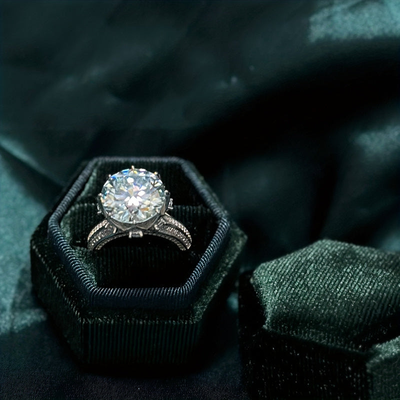 Vintage Moissanite Ring 10ct 18K Gold Plated Sterling Silver Wedding Jewelry