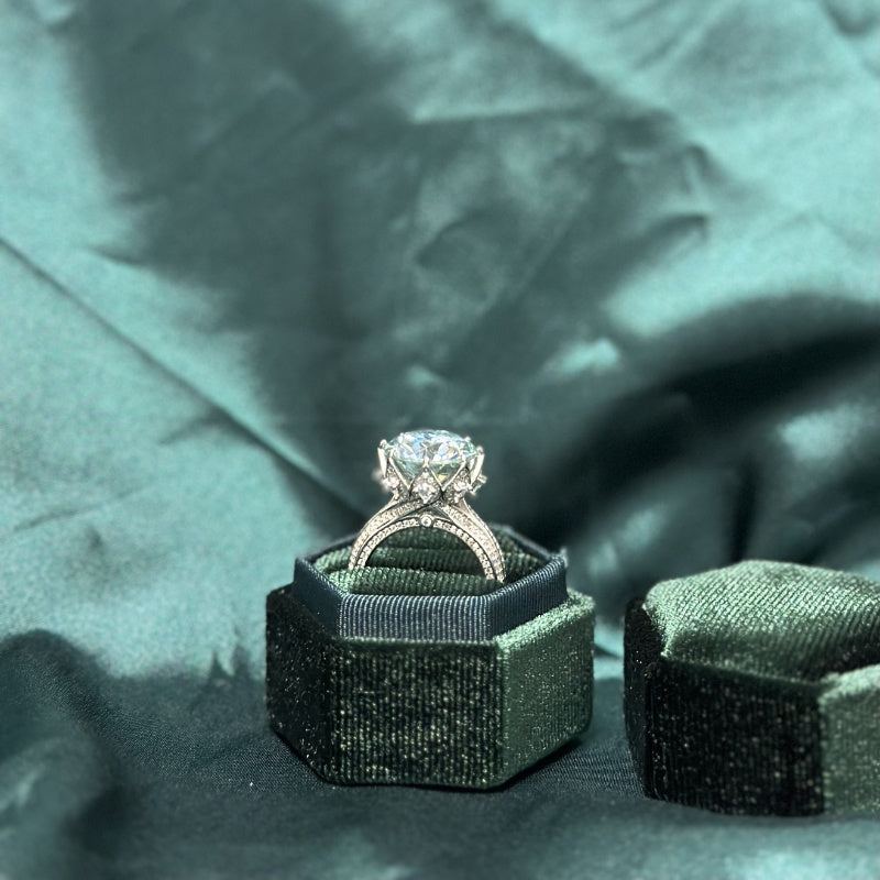 Vintage Moissanite Ring 10ct 18K Gold Plated Sterling Silver Wedding Jewelry