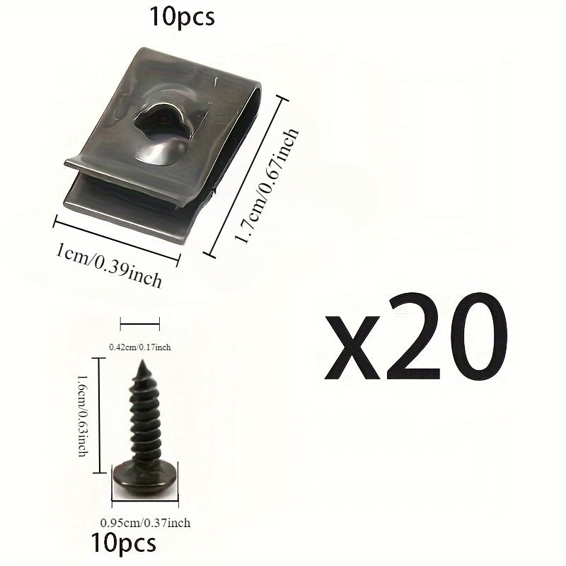 20pcs Heavy Duty Iron Car Fastener Clips for Engine, Fender, Bumper Guards
