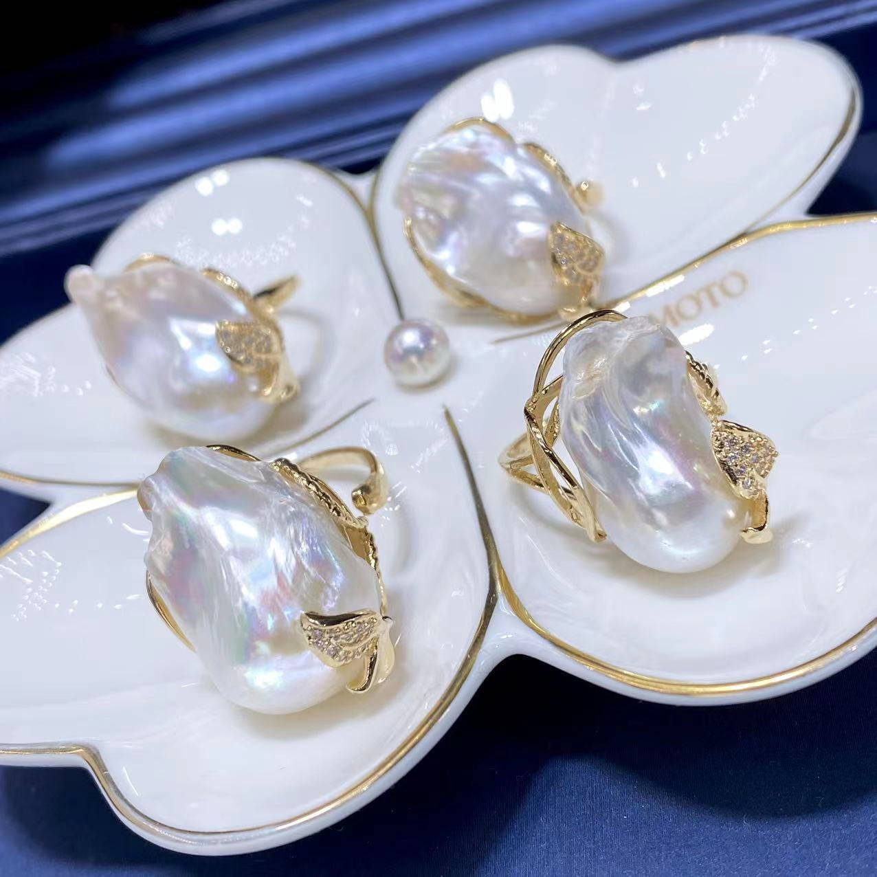 Vintage Copper Pearl Ring for Women with Smooth Surface Freshwater Pearl Jewelry Gift