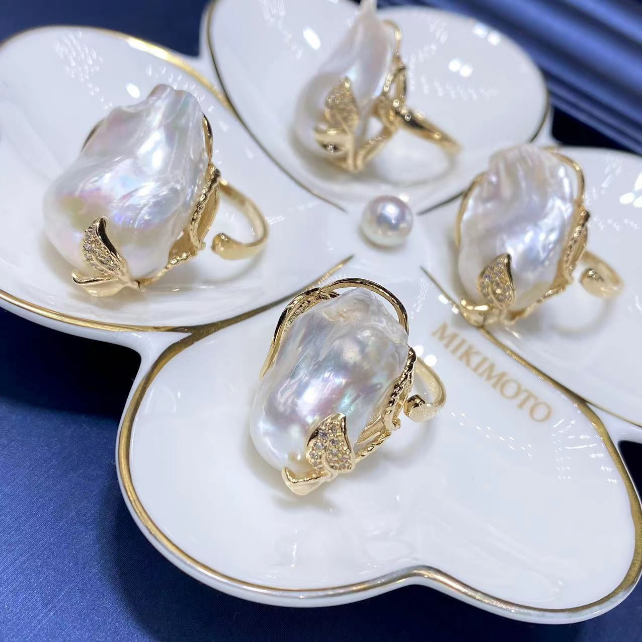 Vintage Copper Pearl Ring for Women with Smooth Surface Freshwater Pearl Jewelry Gift