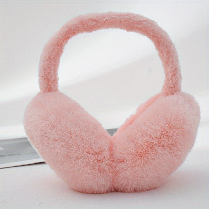 Winter Women's Fleece Ear Warmers with Plush Earmuffs, Windproof, Foldable