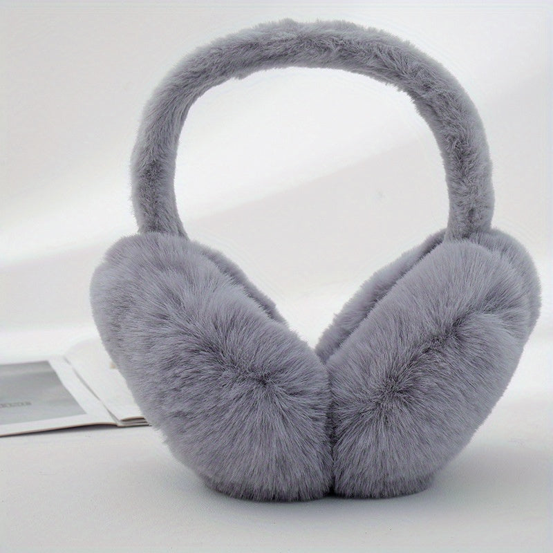 Winter Women's Fleece Ear Warmers with Plush Earmuffs, Windproof, Foldable