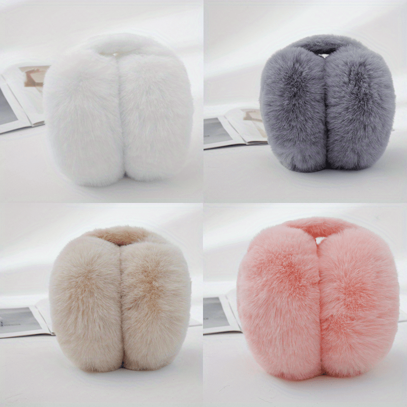 Winter Women's Fleece Ear Warmers with Plush Earmuffs, Windproof, Foldable