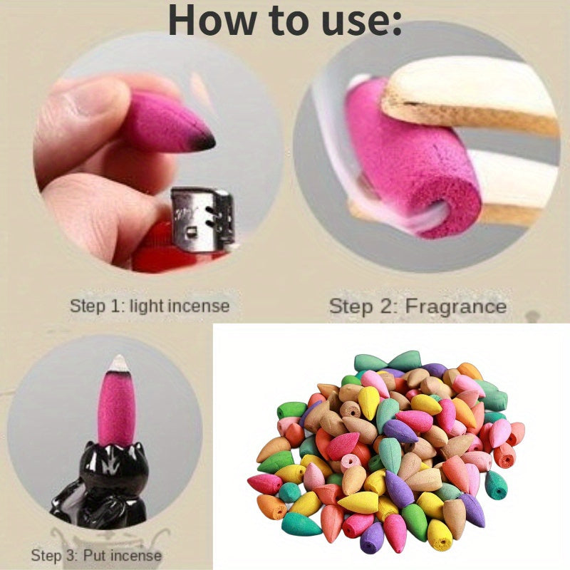 60 деревянных конусов благовоний для ароматерапии - бездымный натуральный аромат для курильницы и домашнего декора, без перьев