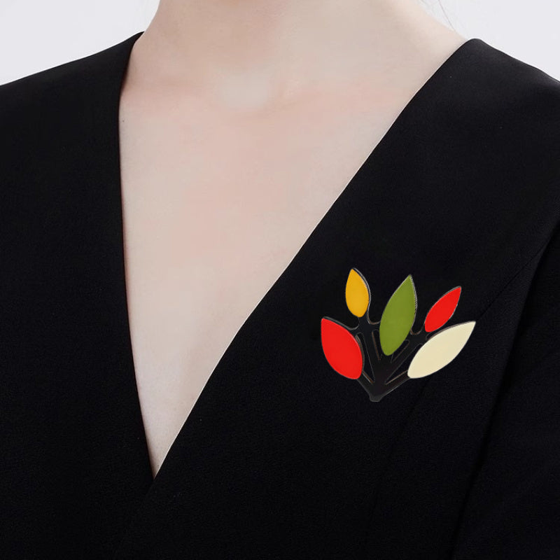 Vintage Acrylic Plant Brooch Pin for Women Colorful Tree Branch Botanical Jewelry
