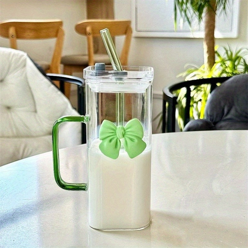 Clear Glass Mug with Handle and Straw for Coffee, Milk, Water, 70ml