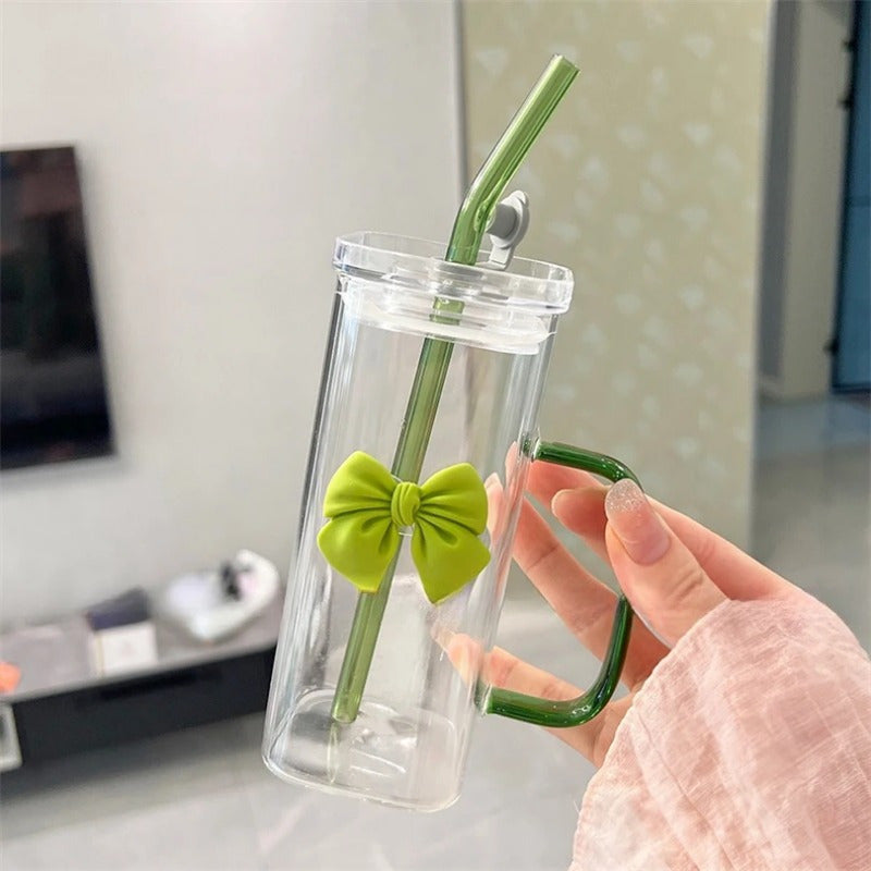 Clear Glass Mug with Handle and Straw for Coffee, Milk, Water, 70ml