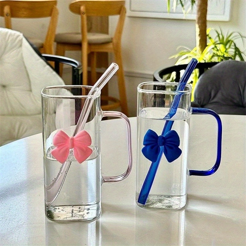 Clear Glass Mug with Handle and Straw for Coffee, Milk, Water, 70ml