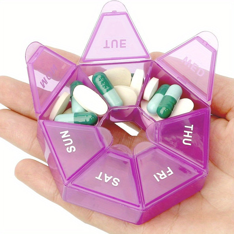 Portable 7-Grid Medicine Box for Weekly Pill Organizer Travel and Home Use