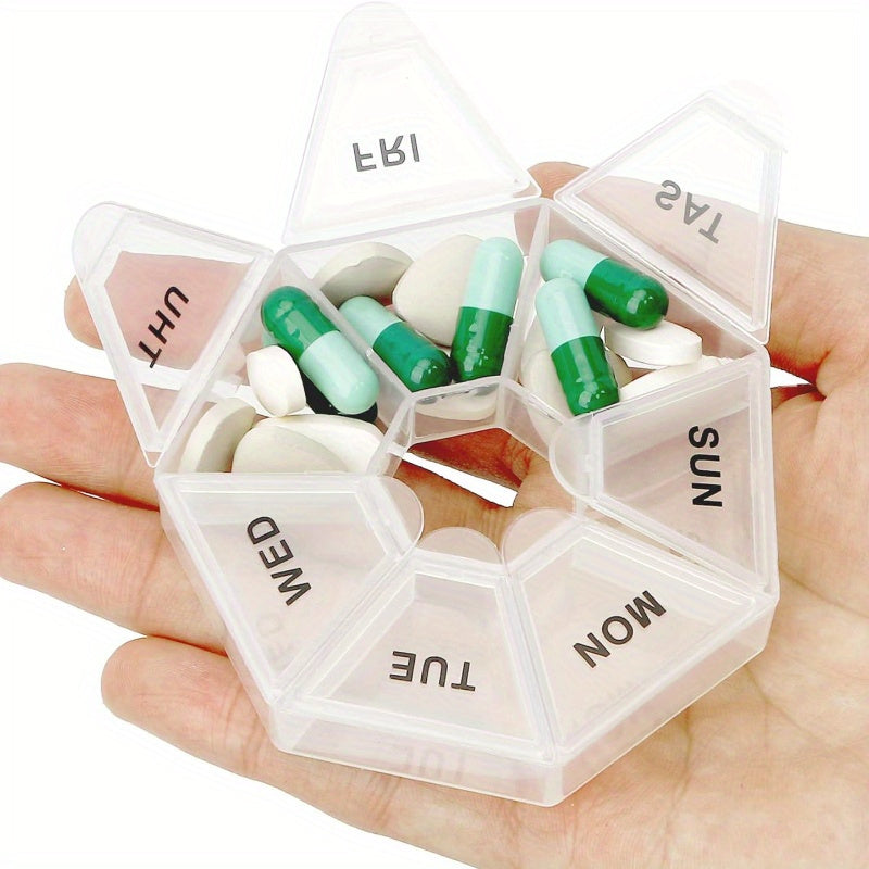 Portable 7-Grid Medicine Box for Weekly Pill Organizer Travel and Home Use