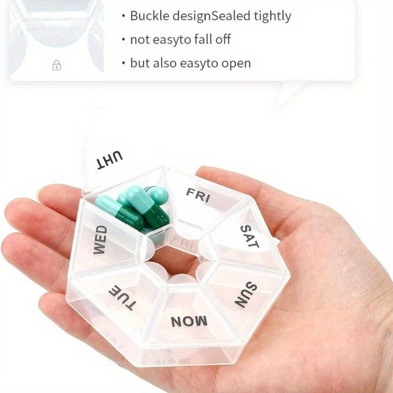 Portable 7-Grid Medicine Box for Weekly Pill Organizer Travel and Home Use