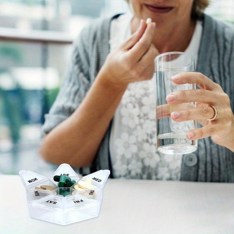 Portable 7-Grid Medicine Box for Weekly Pill Organizer Travel and Home Use