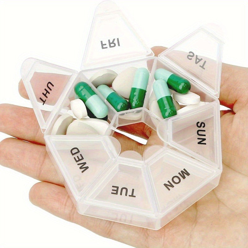 Portable 7-Grid Medicine Box for Weekly Pill Organizer Travel and Home Use