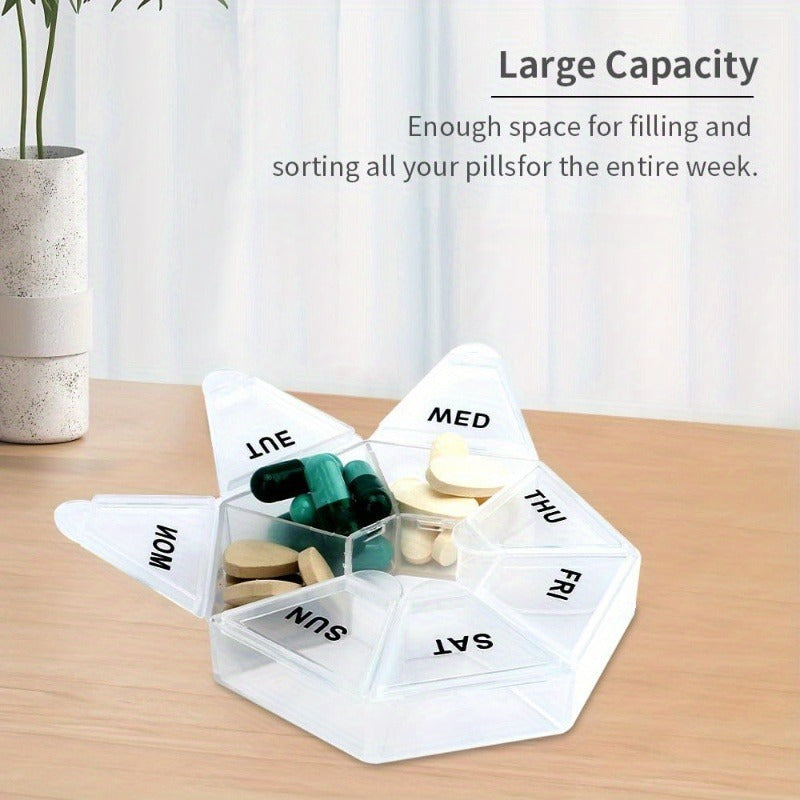 Portable 7-Grid Medicine Box for Weekly Pill Organizer Travel and Home Use