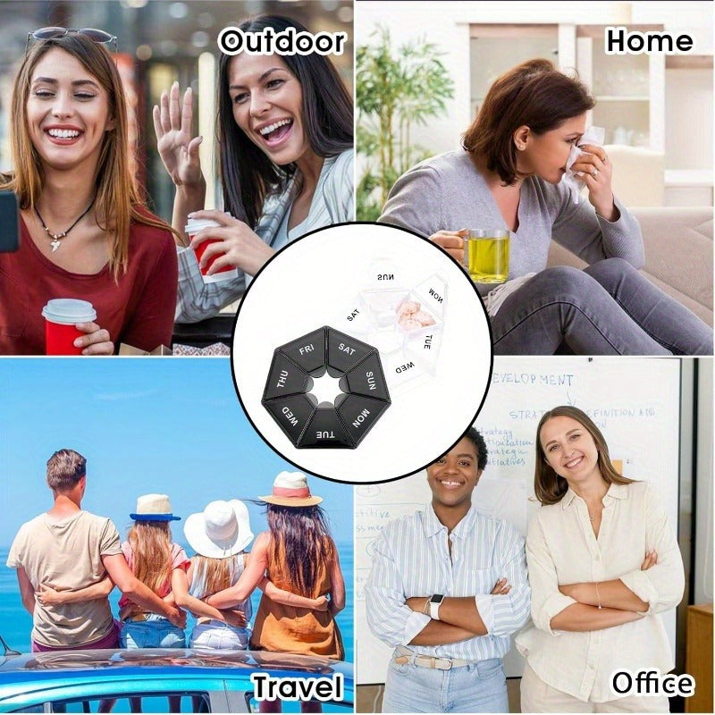 Portable 7-Grid Medicine Box for Weekly Pill Organizer Travel and Home Use