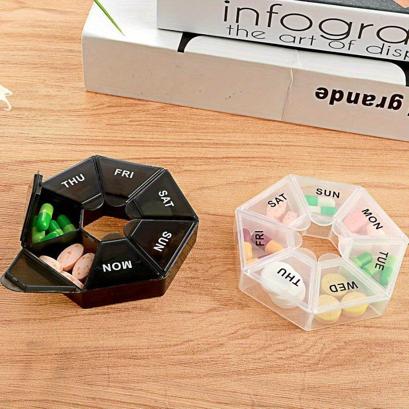 Portable 7-Grid Medicine Box for Weekly Pill Organizer Travel and Home Use