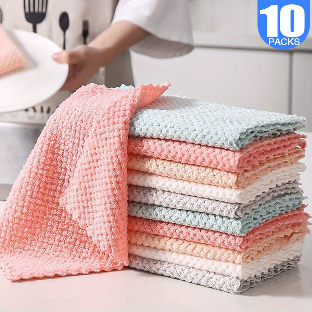 Set of 10 Absorbent Kitchen Towels for Cleaning and Dishwashing