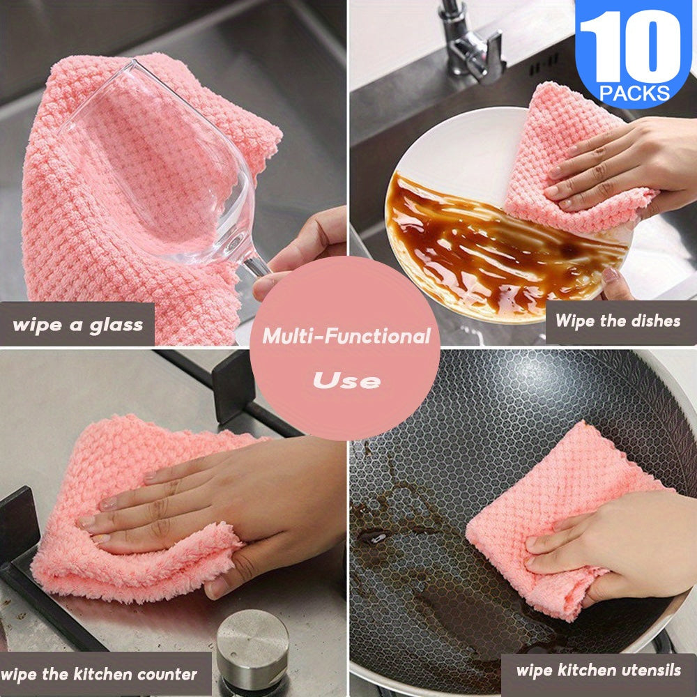 Set of 10 Absorbent Kitchen Towels for Cleaning and Dishwashing