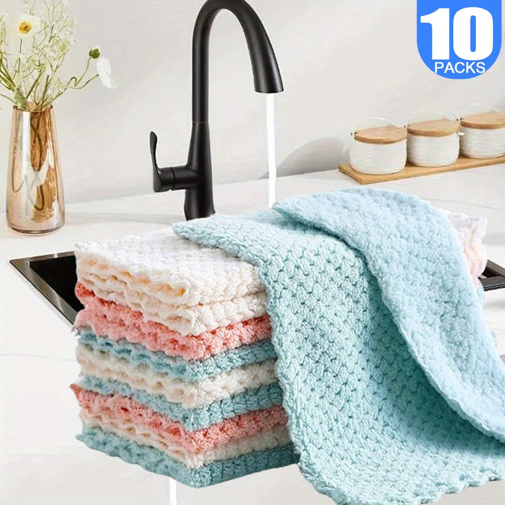 Set of 10 Absorbent Kitchen Towels for Cleaning and Dishwashing