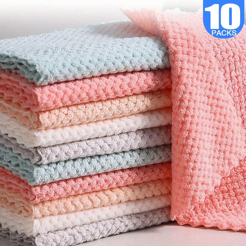 Set of 10 Absorbent Kitchen Towels for Cleaning and Dishwashing