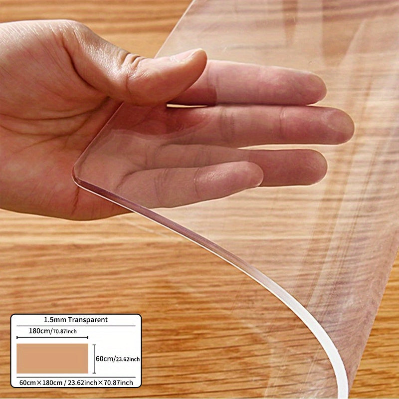 Premium PVC Transparent Tablecloth Protector 1.5mm Thick Heat-Resistant Scratch-Proof Rectangular