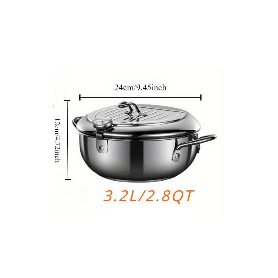 Stainless Steel Deep Fryer for Tempura Mini Oil-Saving Pot with Temperature Control