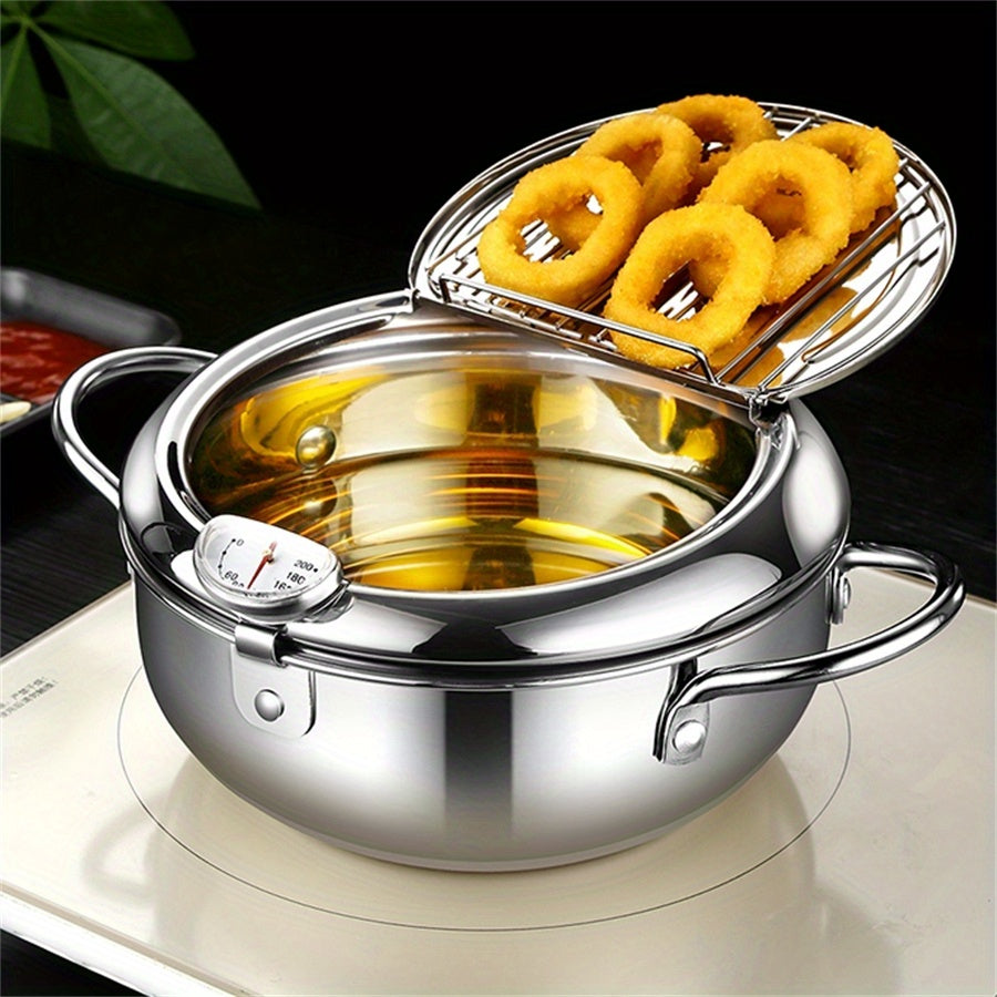 Stainless Steel Deep Fryer for Tempura Mini Oil-Saving Pot with Temperature Control