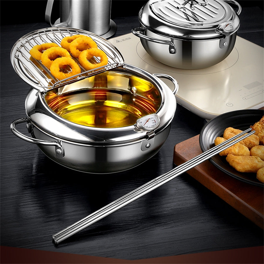 Stainless Steel Deep Fryer for Tempura Mini Oil-Saving Pot with Temperature Control