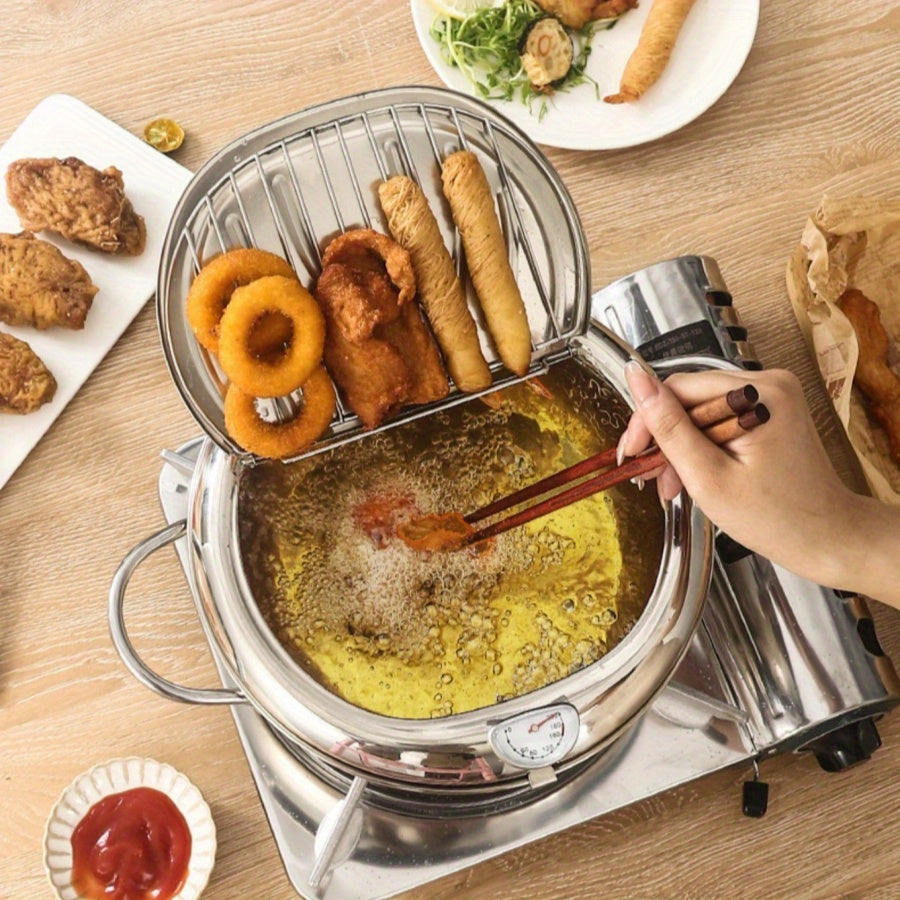 Stainless Steel Deep Fryer for Tempura Mini Oil-Saving Pot with Temperature Control