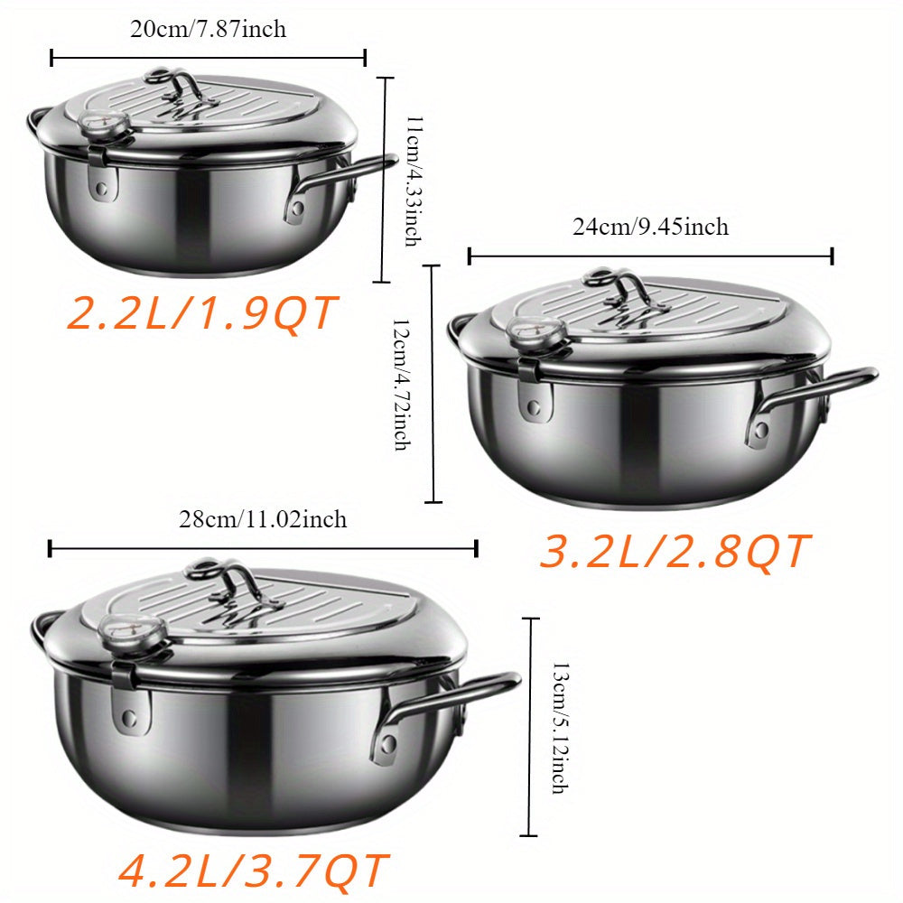 Stainless Steel Deep Fryer for Tempura Mini Oil-Saving Pot with Temperature Control