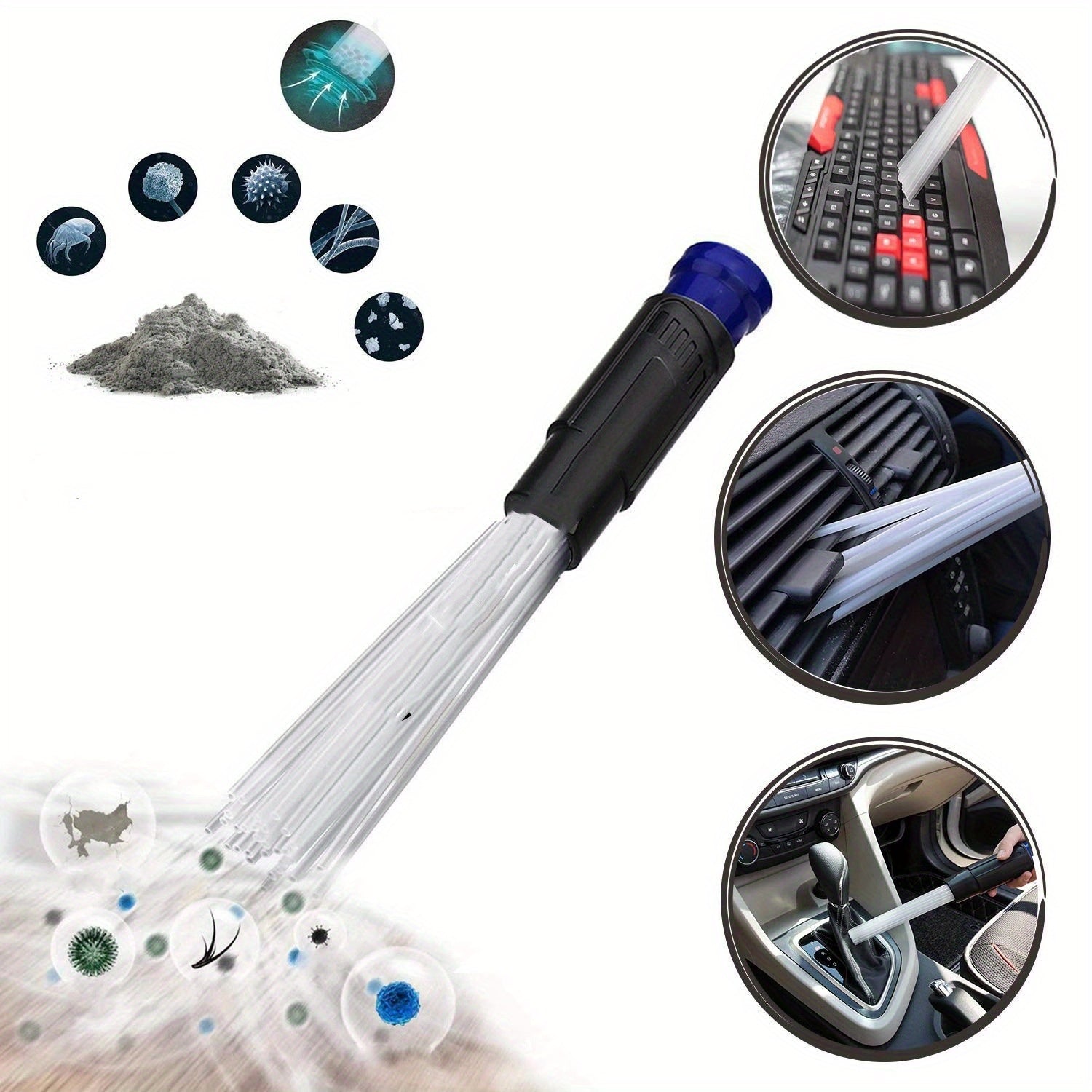 Uy va avtomobilni tozalash uchun moslashuvchan qo'shimchalar bilan kichik qo'l cho'tkasi vakuum tozalagichi