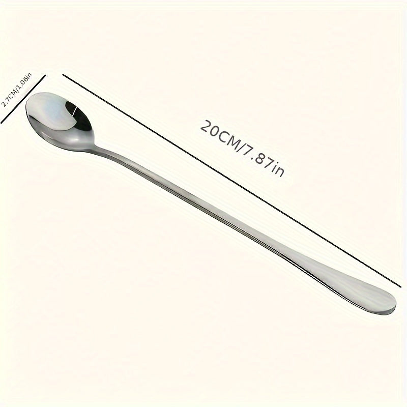 Stainless Steel Long-Handled Spoons Set for Stirring and Serving Kitchen Utensils