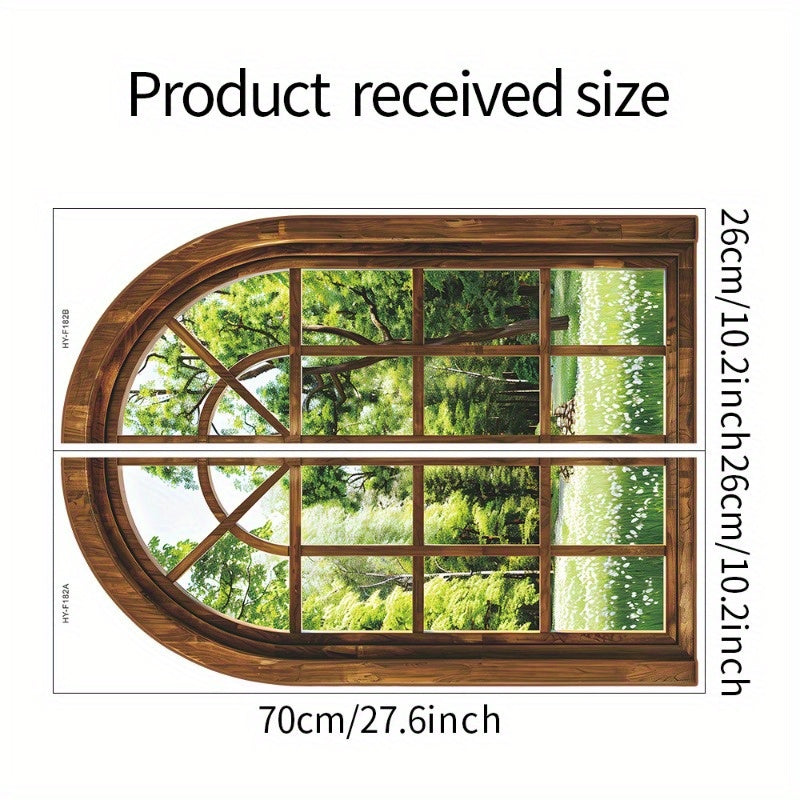 2pcs Green Plant Faux Window Wall Decals Removable PVC Stickers for Home Decor