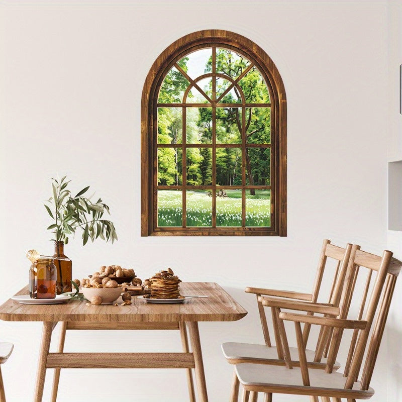 2pcs Green Plant Faux Window Wall Decals Removable PVC Stickers for Home Decor